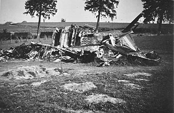 English: Wreckage of a Fairley Battle shot dow...