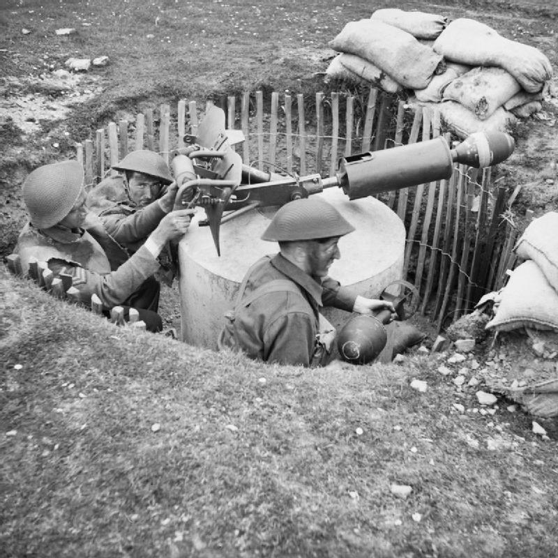 English: Home Guard soldiers training with a '...