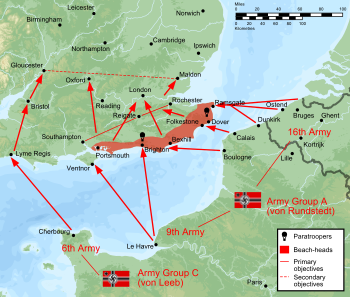 English: Plan of battle of Operation Sealion, ...