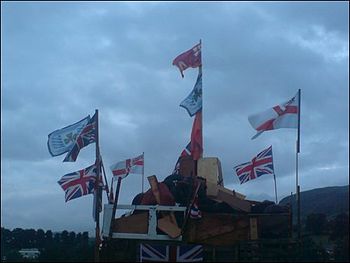 English: An internment Bonfire in Carnlough,Co... English: An internment Bonfire in Carnlough,Co...